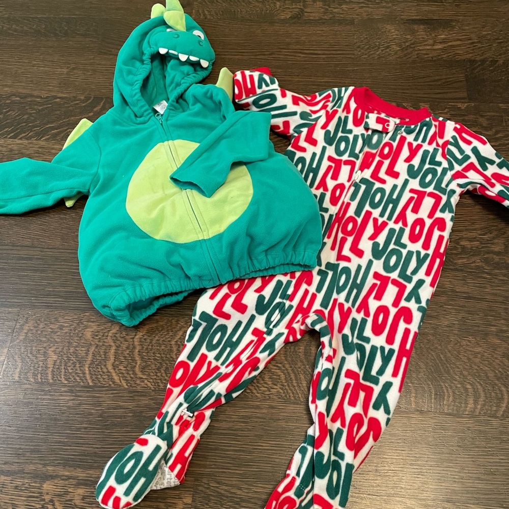 Carter's Teal Dinosaur Hoodie and one piece jumper